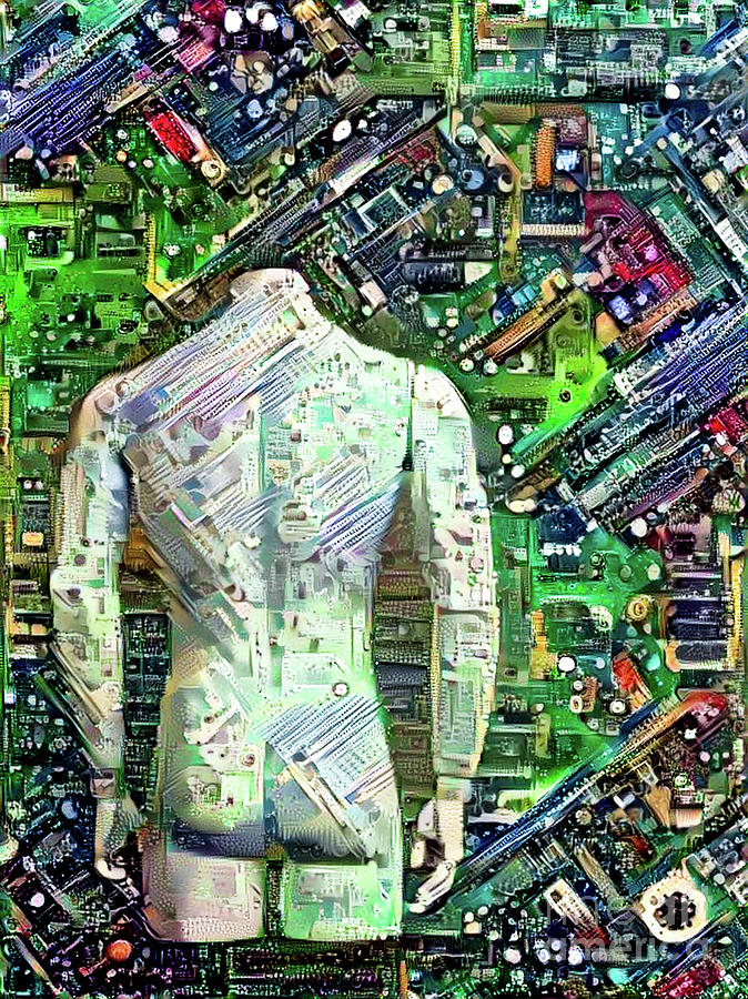 Mannequin Digital Art - Man on motherboard by Amy Cicconi