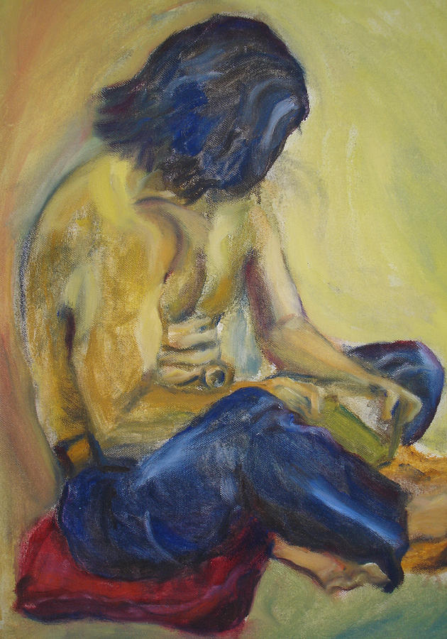 Man Reading Painting by Lessandra Grimley
