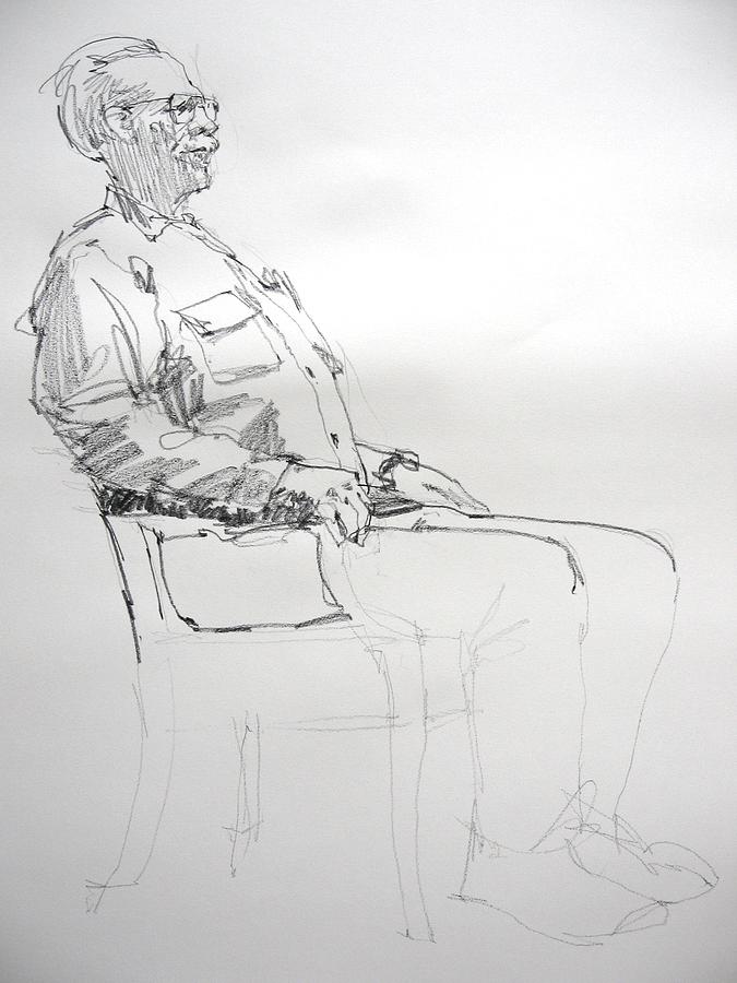 Man Sitting With Glasses Painting by Stephen Rutherford