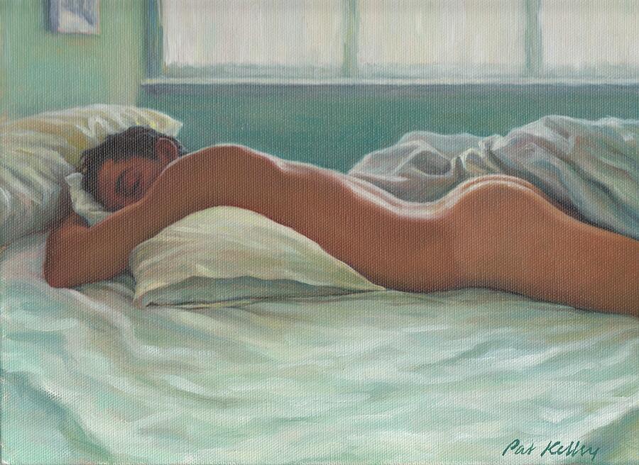 Male Nude Painting - Man Sleeping in Morning Light by Pat Kelley.