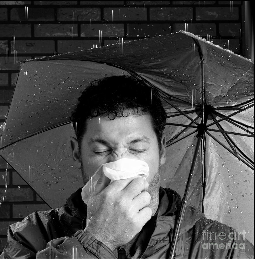 Man sneezing 4 Photograph by Garry McMichael