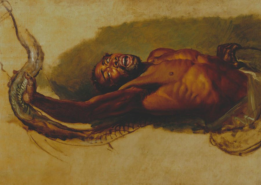 James Ward Painting - Man Struggling with a Boa Constrictor, Study for Liboya Serpent Seizing its Prey by James Ward