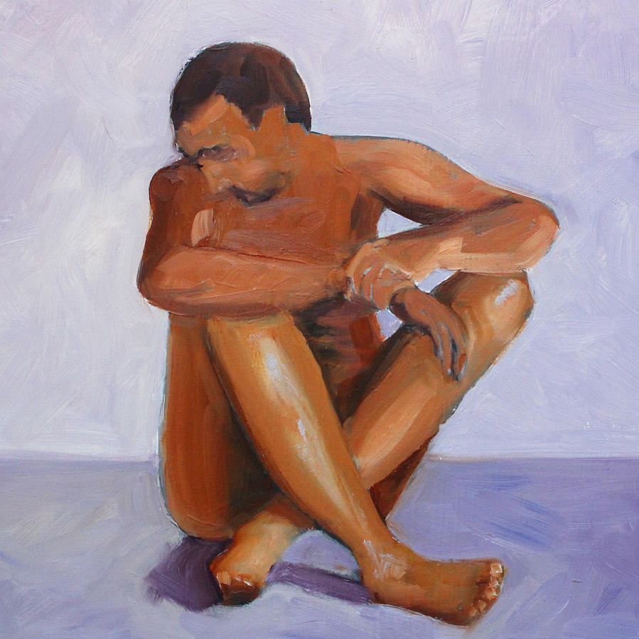 Abstract Male Nude Painting - Man Study by Nancy Merkle