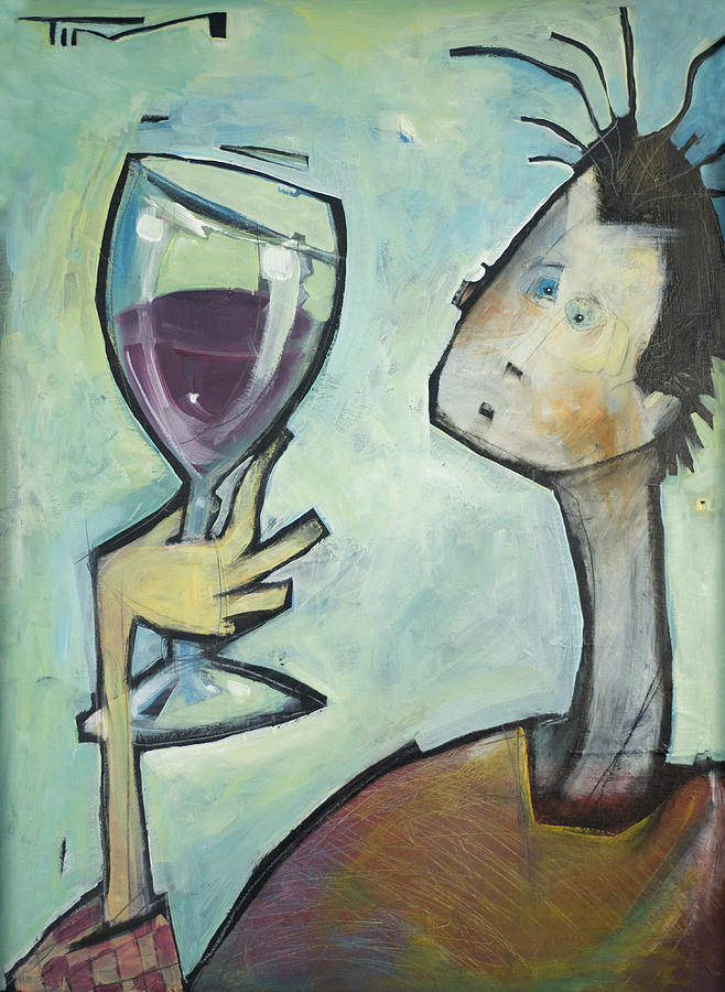 Man Swirls Wine Painting by Tim Nyberg