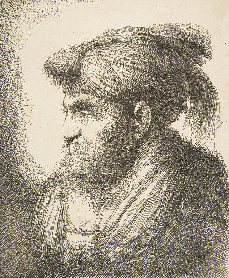 Man wearing a turban facing left Relief by Giovanni Benedetto Castiglione