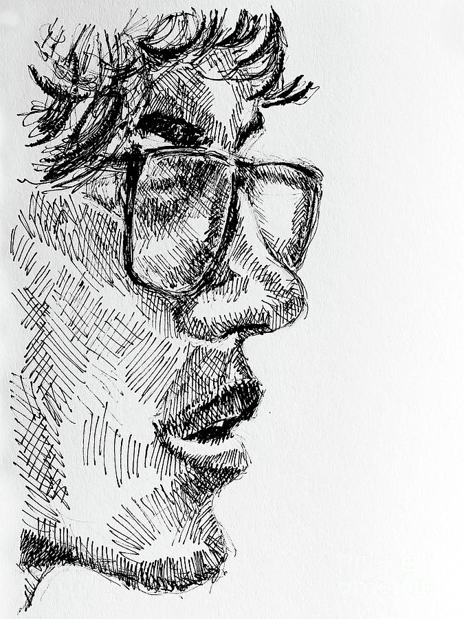 Man Wearing Glasses Drawing Drawing by Robert Yaeger