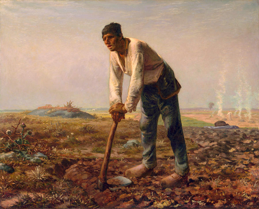 Landscape Painting - Man with a Hoe by Jean Francois Millet