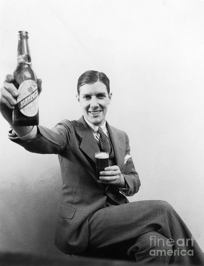 Beer Photograph - Man With Beer, C.1930s by H. Armstrong Roberts/ClassicStock