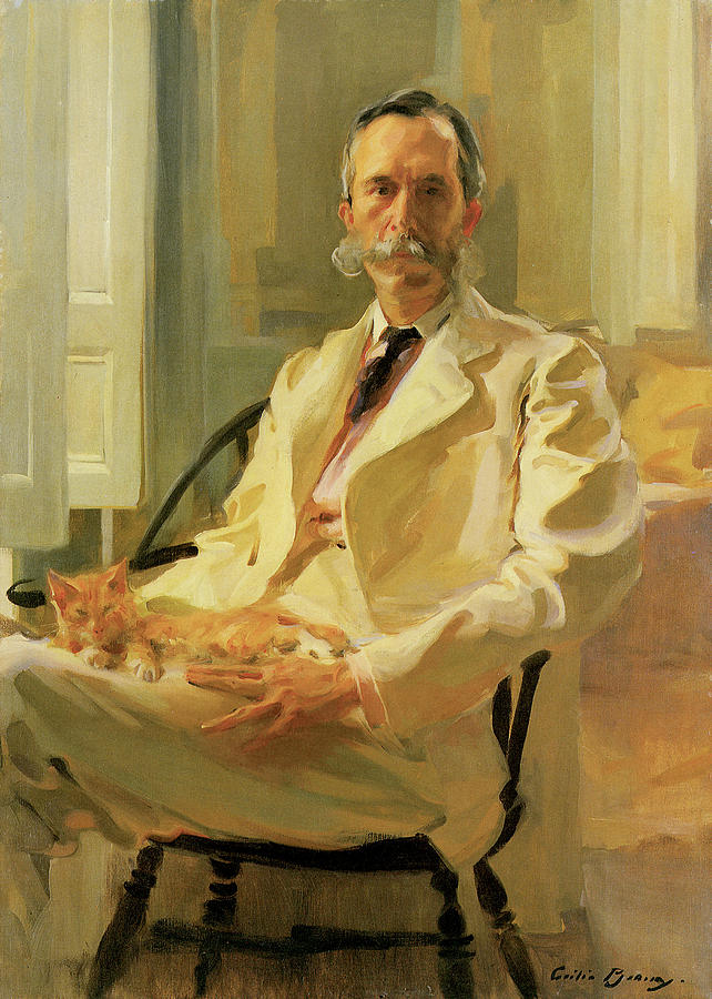 Man with Cat Henry Sturgis Drinker Photograph by Cecilia Beaux
