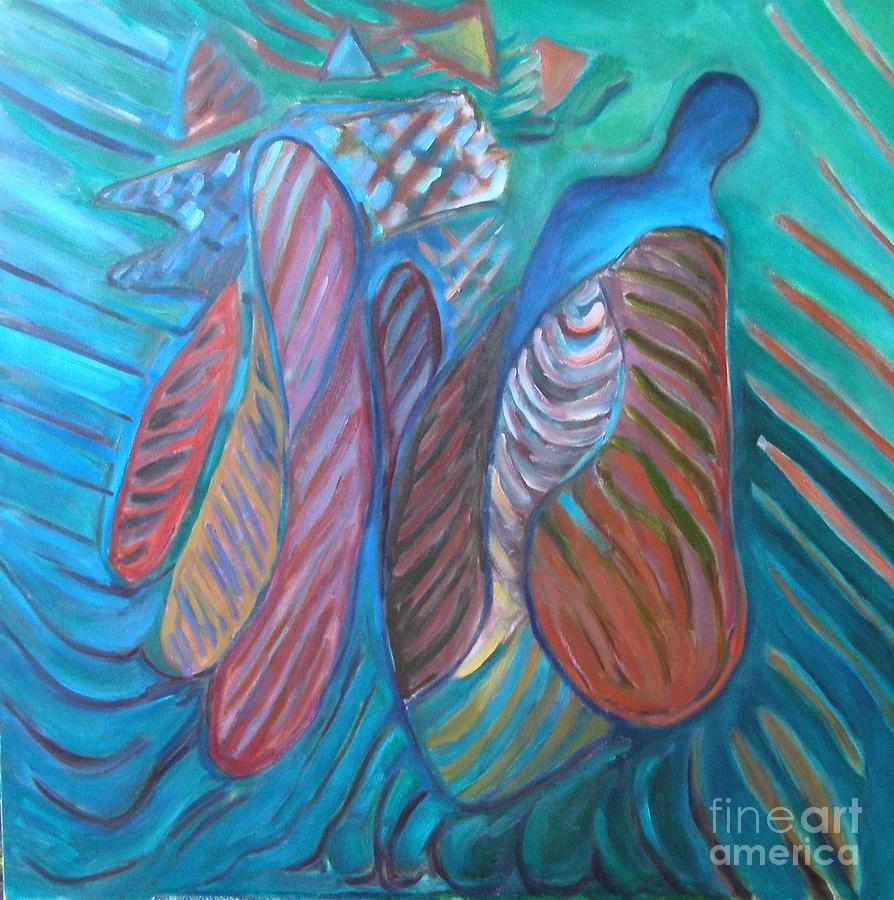 Man with Fish Painting by Marc Poirier