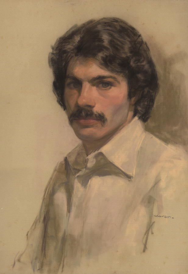 Portrait Pastel - Man with moustache by Charles Vernon Moran
