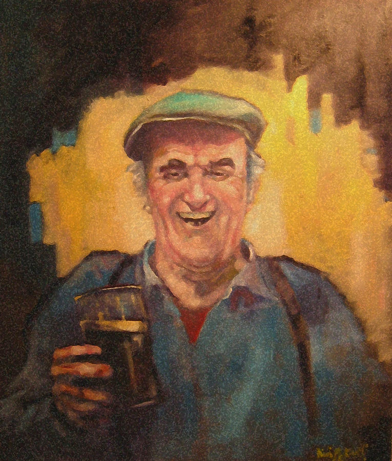 Beer Painting - Man with pint. by Kevin McKrell