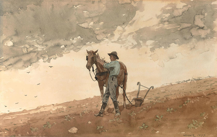 Man with Plow Horse Painting by Winslow Homer