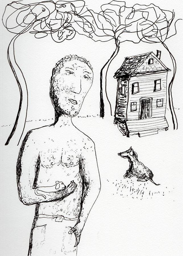 Man with puppy  Drawing by Jim Taylor