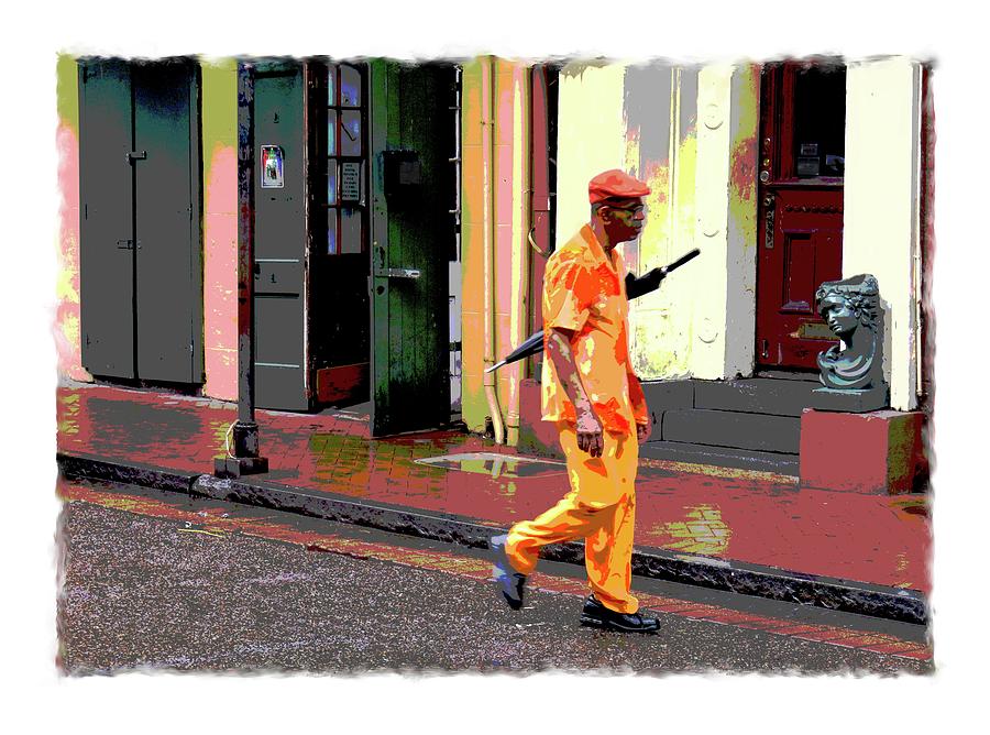 New Orleans Digital Art - Man With Umbrella on Bourbon Street by Eduardo Tavares