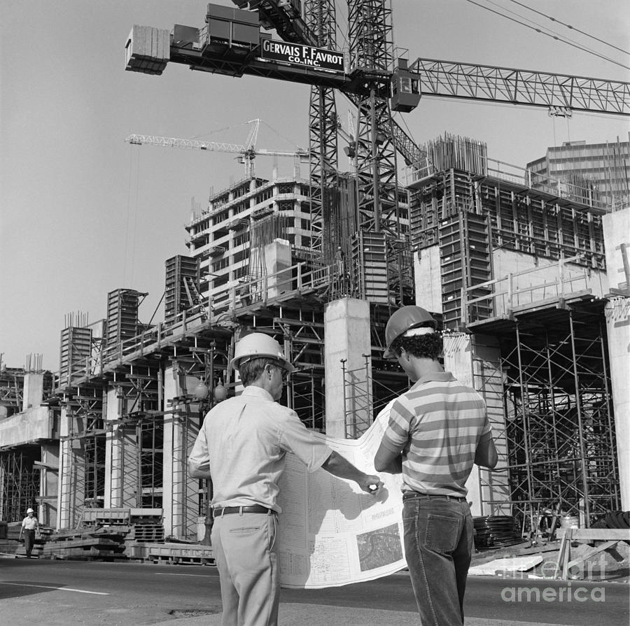 Crane Photograph - Manager And Worker At Construction by H. Armstrong Roberts/ClassicStock