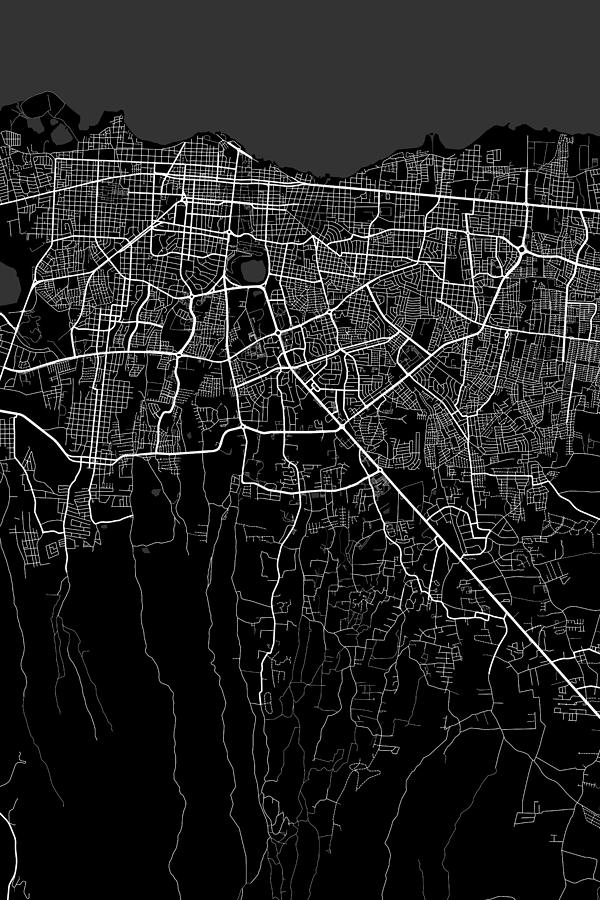 Managua Nicaragua Dark Map Digital Art by Jurq Studio | Fine Art America