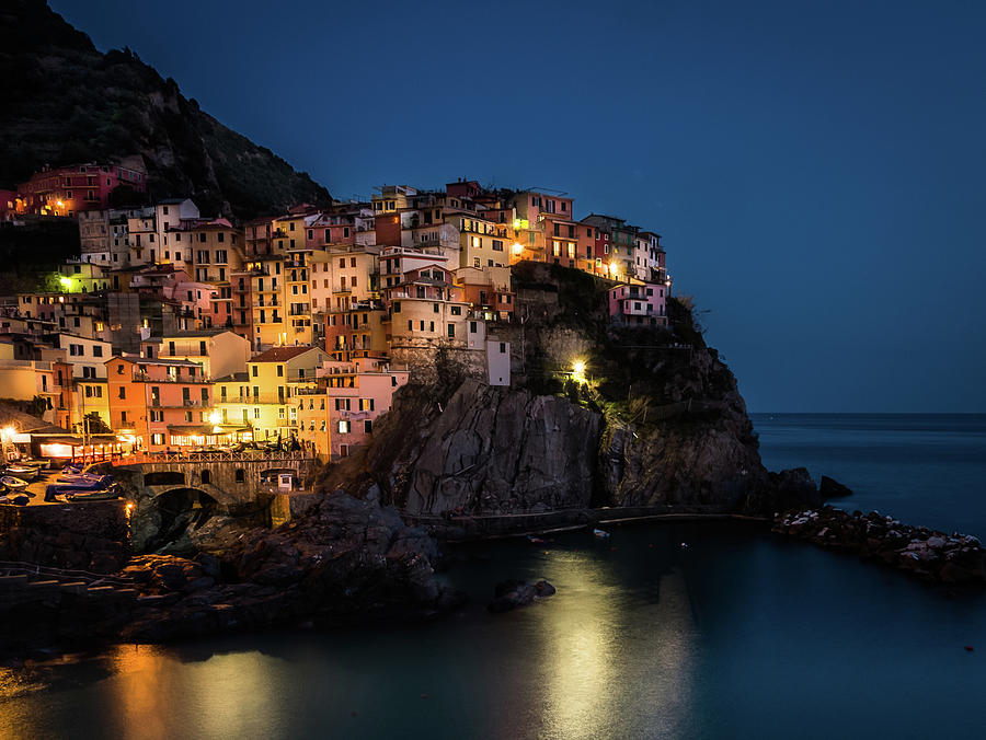 Manarola at Night Photograph by Michael Thomas | Fine Art America