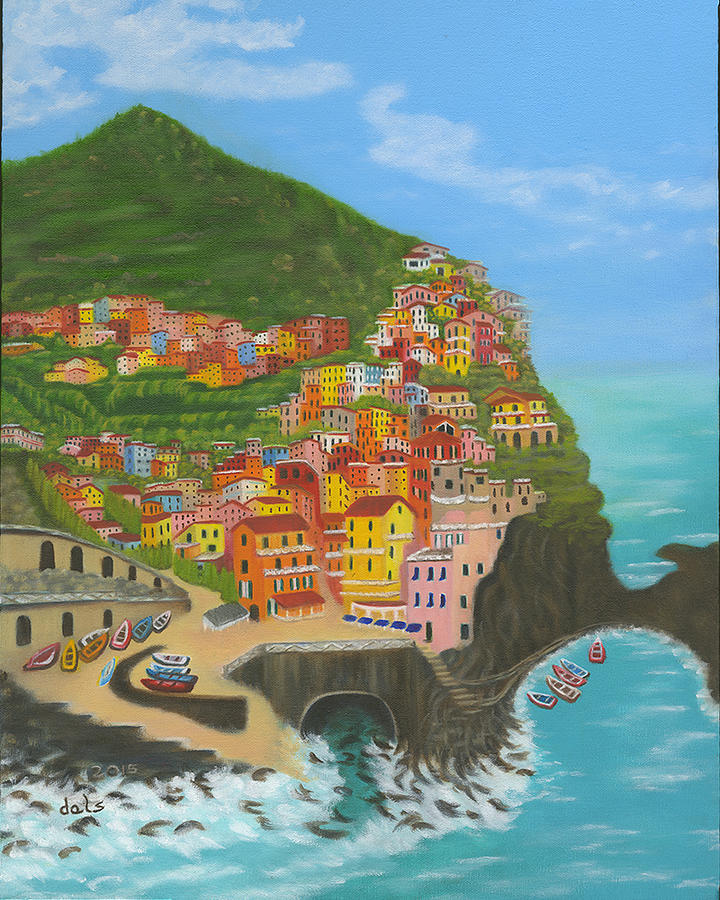 Manarola, Italy by the Sea Painting by Douglas Ann Slusher