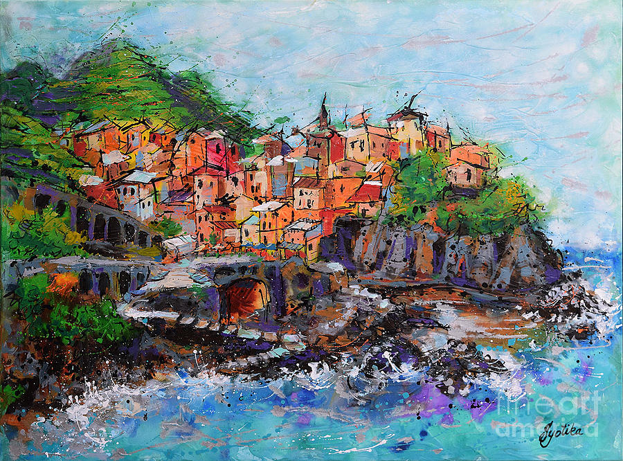 Manarola, Cinque Terre, Italy Painting by Jyotika Shroff