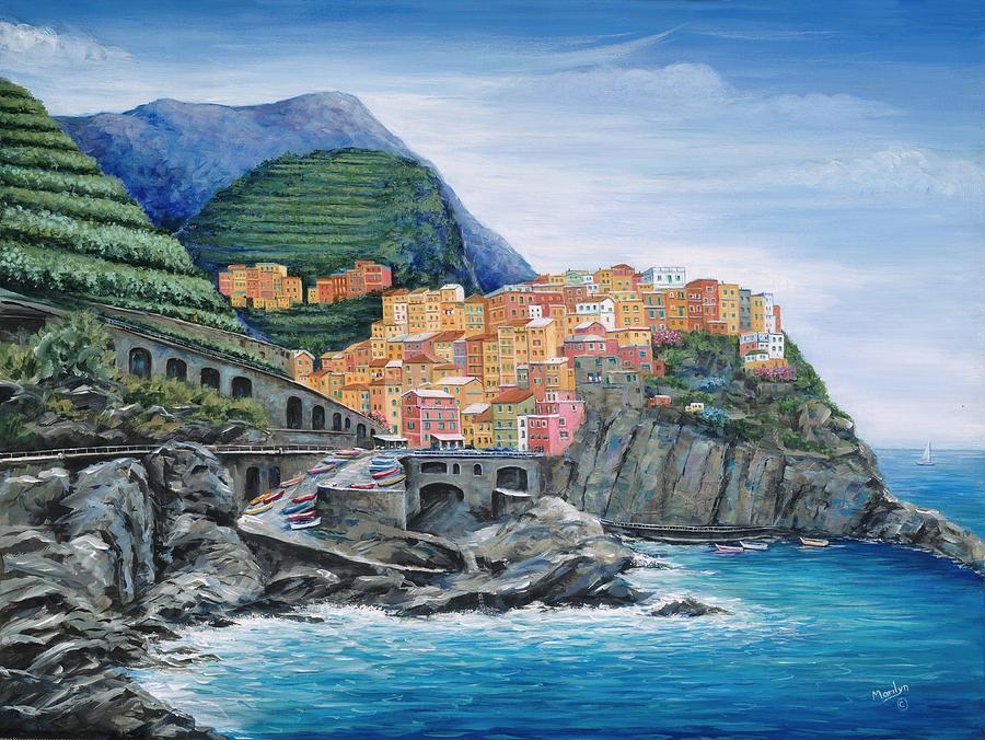 Boat Painting - Manarola Cinque Terre Italy by Marilyn Dunlap
