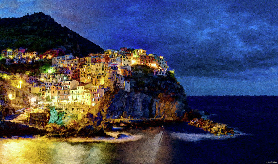 Manarola Night Cinque Terre Digital Art by Weston Westmoreland