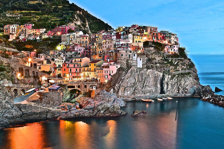 Manarola Night Lights Photograph by Frozen in Time Fine Art Photography