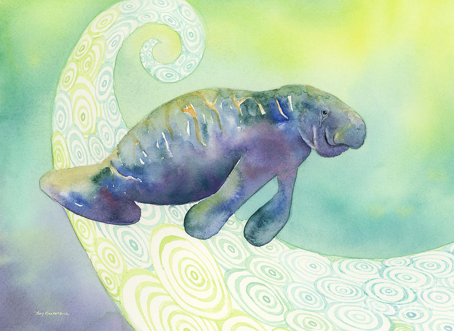 Manatee Undersea Painting by Amy Kirkpatrick