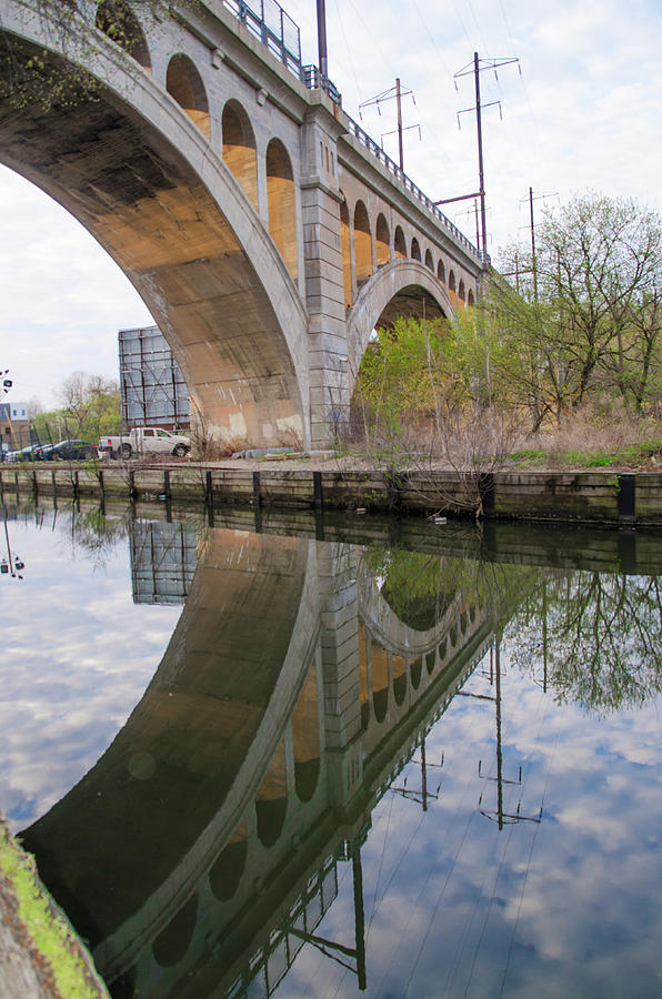 Manayunk Canal Bridge Reflection Photograph by Bill Cannon