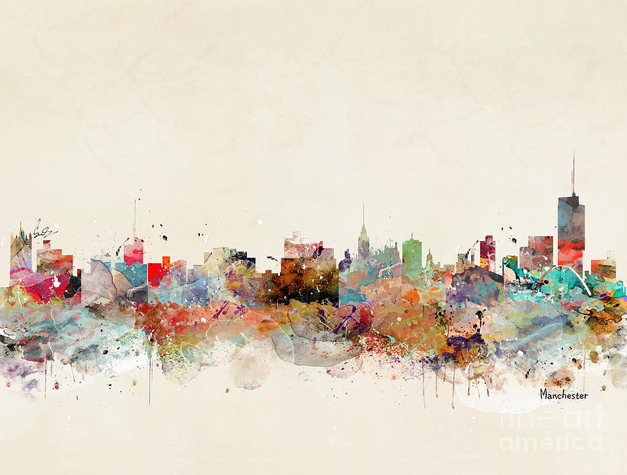 Skyline Painting - Manchester City Skyline by Bri Buckley