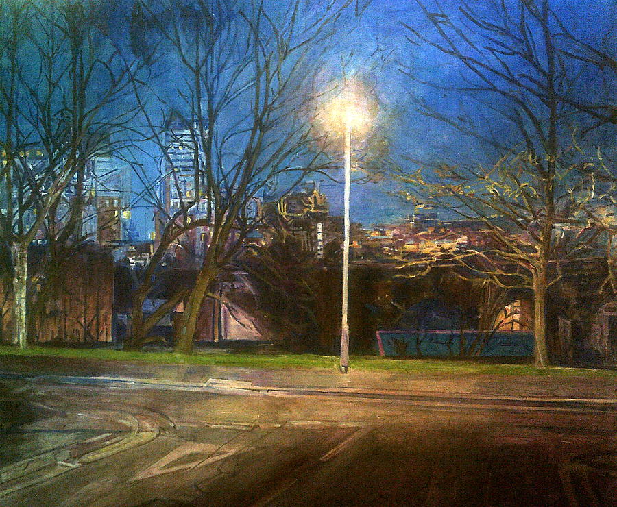 Manchester Street With Light And Trees Painting by Rosanne Gartner
