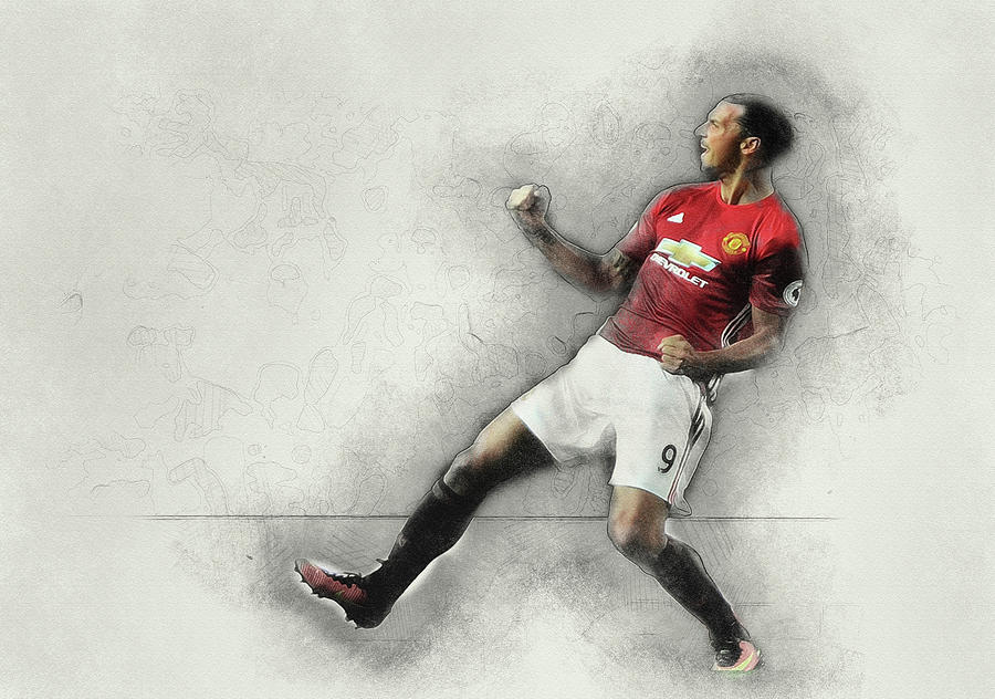 Manchester Uniteds Zlatan Ibrahimovic celebrates Digital Art by Don Kuing