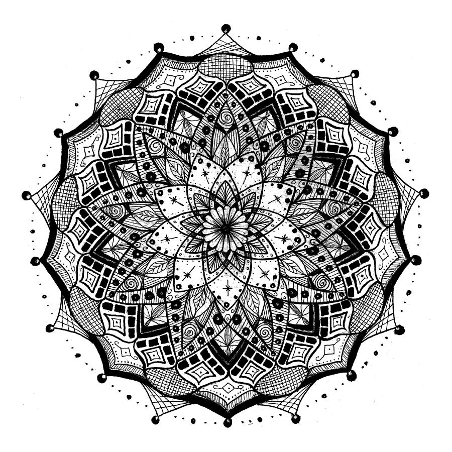 Mandala #15 - Shades of Beauty Drawing by Eseret Art