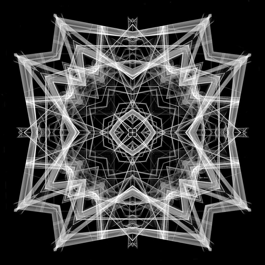 Mandala 3354b in Black and White Digital Art by Rafael Salazar