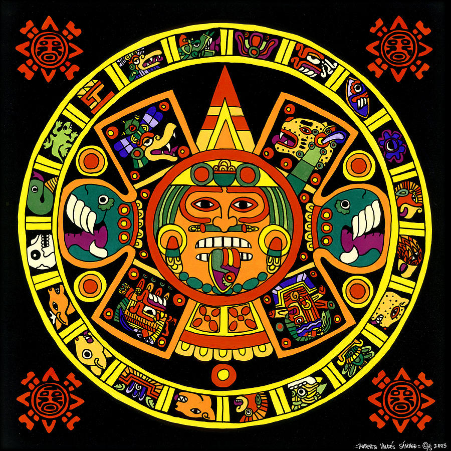 Mayan Painting - Mandala Azteca by Roberto Valdes Sanchez