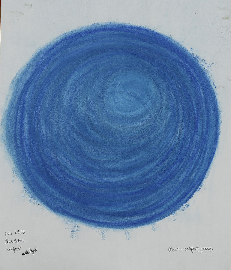 Mandala Blue Sphere Pastel by Annette Hadley