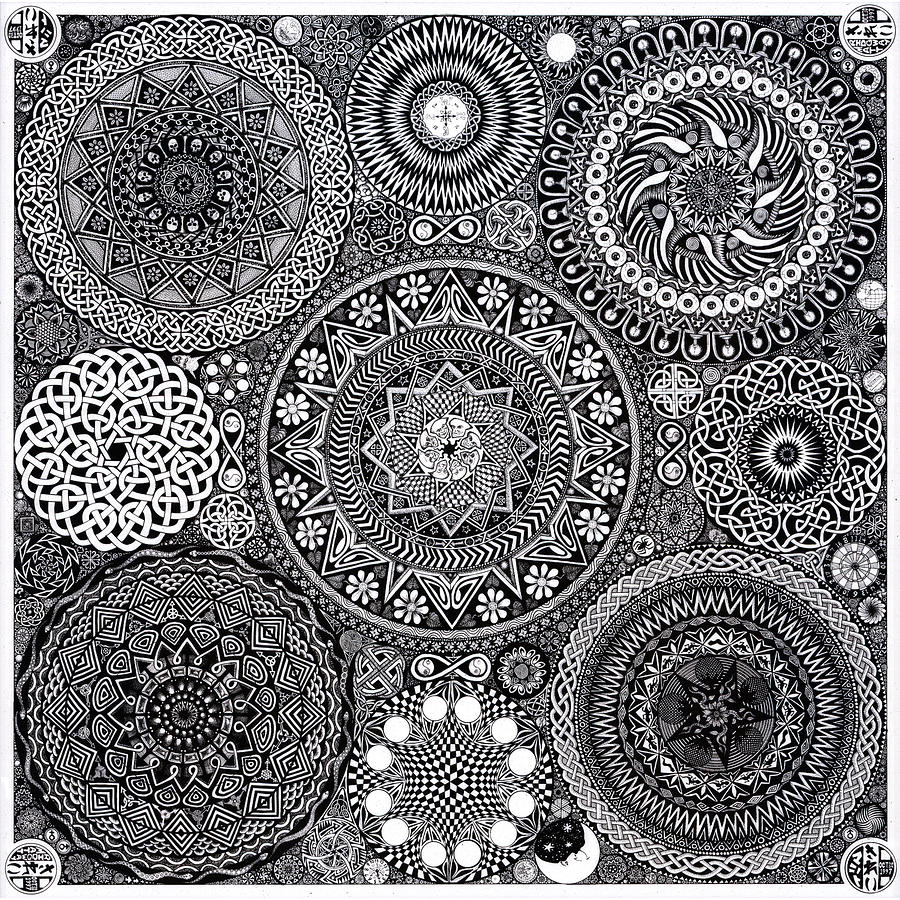 Mandala Bouquet Drawing by Matthew Ridgway