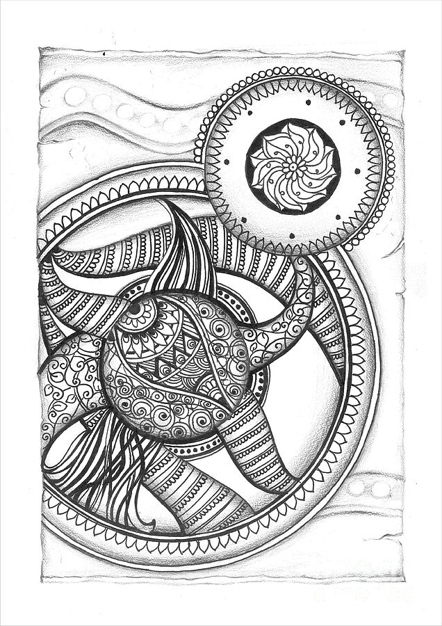 Fantasy Drawing - Mandala Doodle Art by Prajakta P