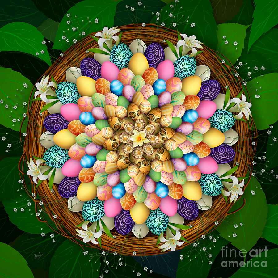 Easter Digital Art - Mandala Easter Eggs by Peter Awax