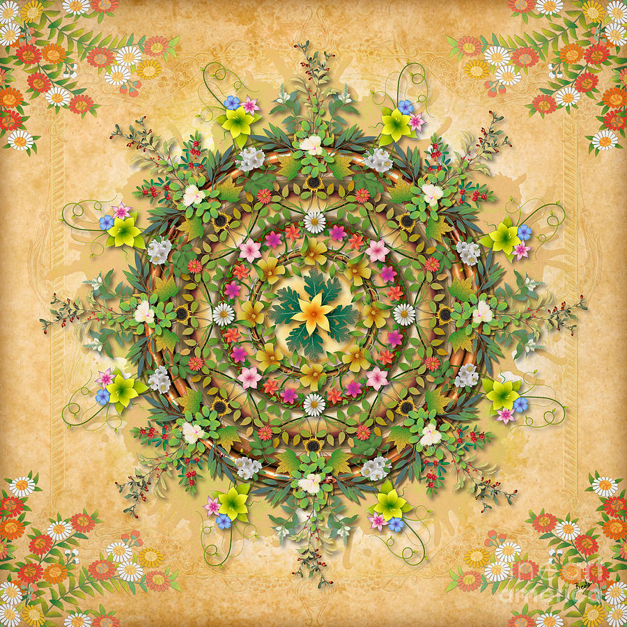 Spring Digital Art - Mandala Flora by Peter Awax