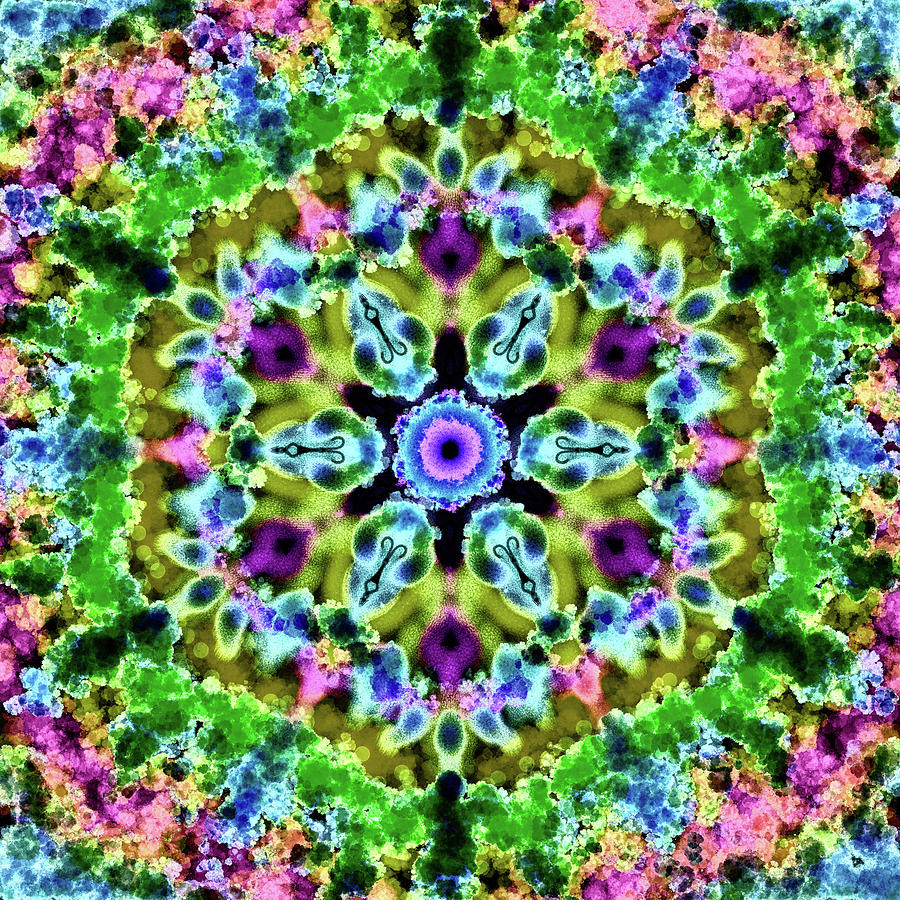Mandala Floral Green Digital Art by Patricia Lintner