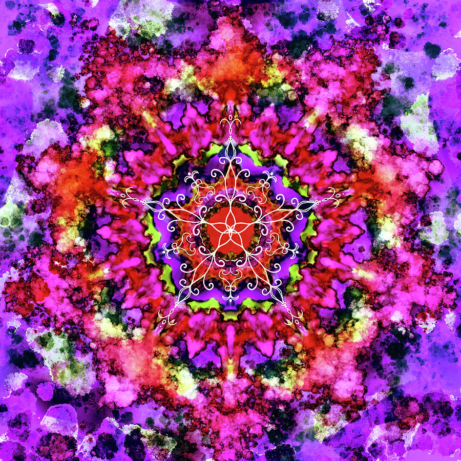 Colorful Mandala Digital Art - Mandala Floral Red Purple by Patricia Lintner