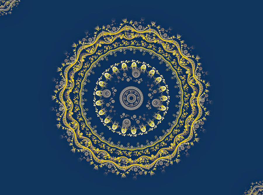 Mandala. Gold On Blue. Digital Art