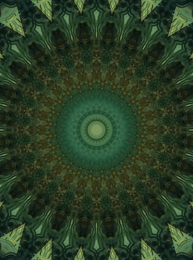 Mandala in brown and green tones Photograph by Jaroslaw Blaminsky