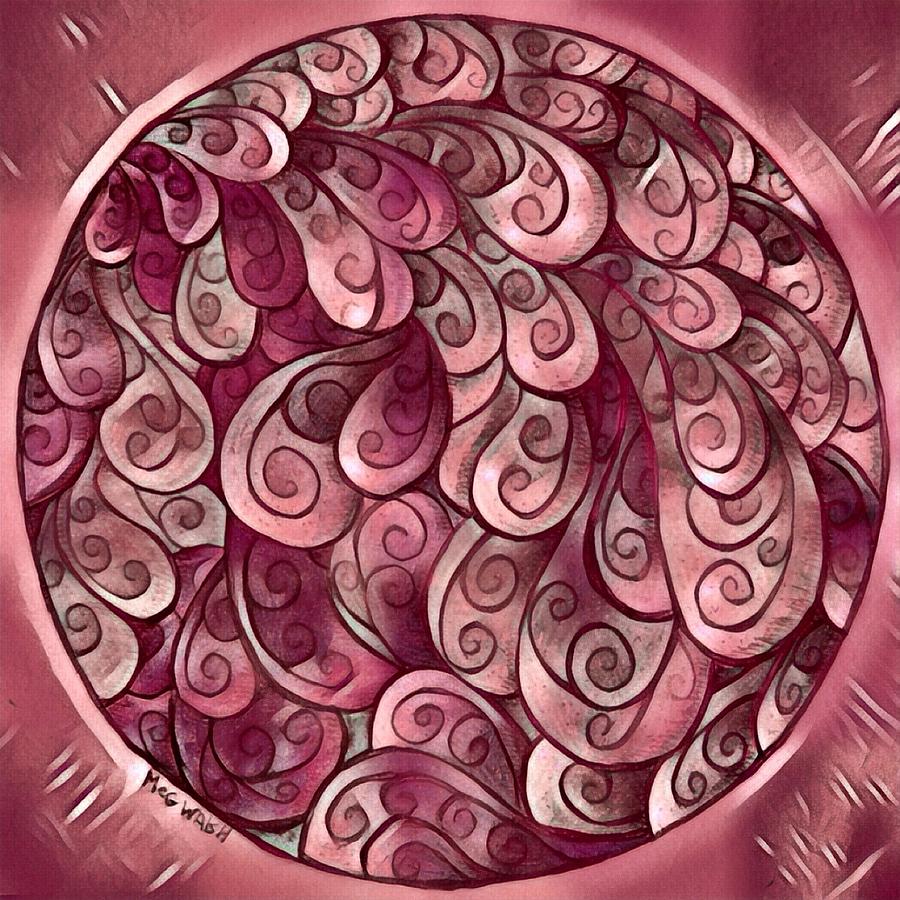 Mandala in  burgundy and peach Digital Art by Megan Walsh