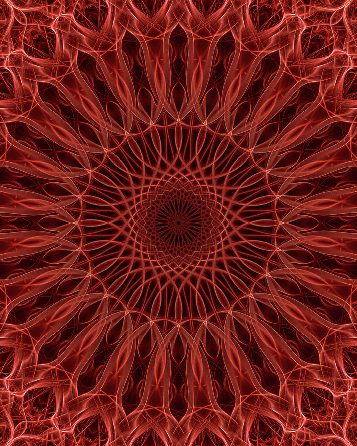 Mandala in dark red tones Digital Art by Jaroslaw Blaminsky