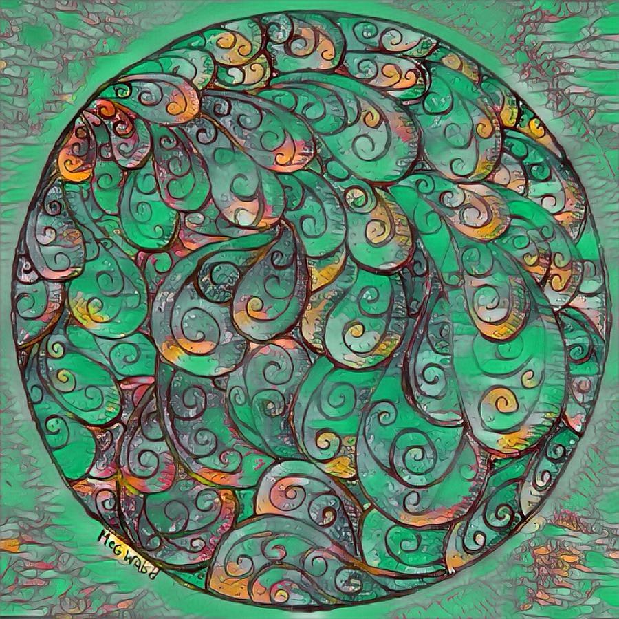 Mandala in green Digital Art by Megan Walsh