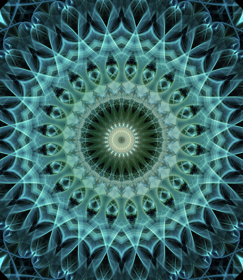 Mandala in light green and blue tones Photograph by Jaroslaw Blaminsky