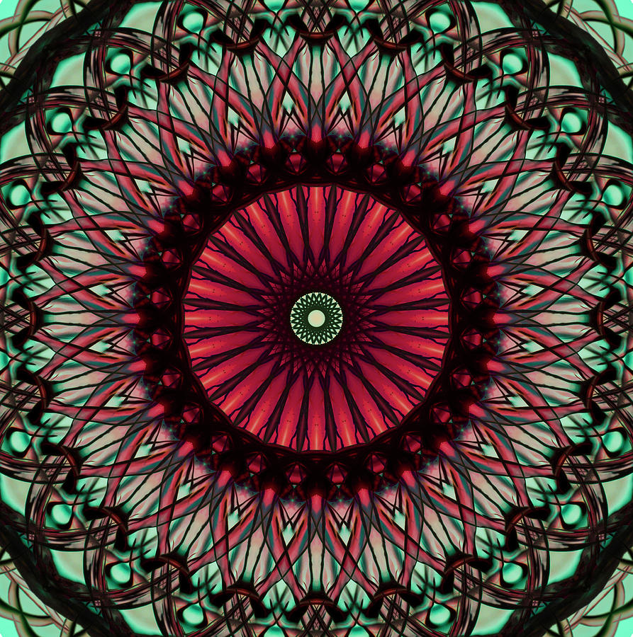 Mandala in red and green colors Photograph by Jaroslaw Blaminsky