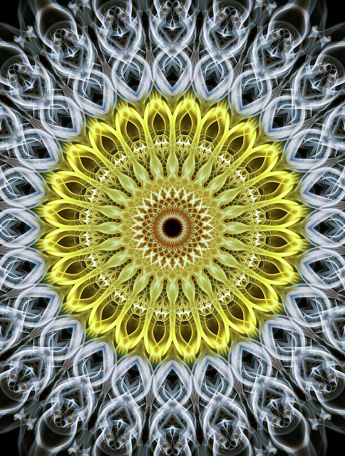 Mandala in yellow and grey colors Photograph by Jaroslaw Blaminsky